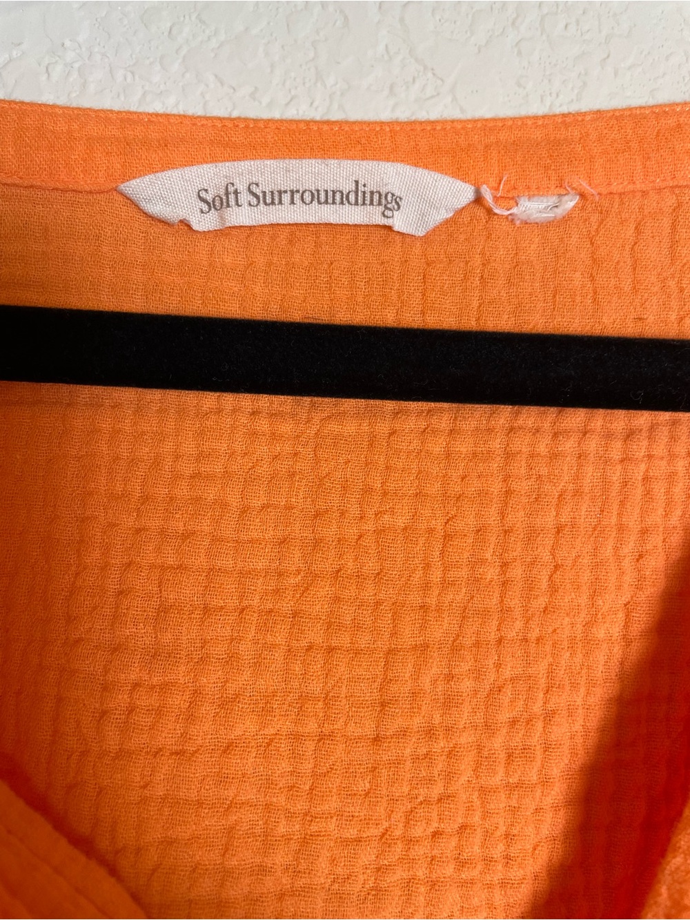 Soft Surroundings Vibrant Orange 100% Cotton Textured V-Neck Tunic - Size 2-3X - Picture 5 of 8